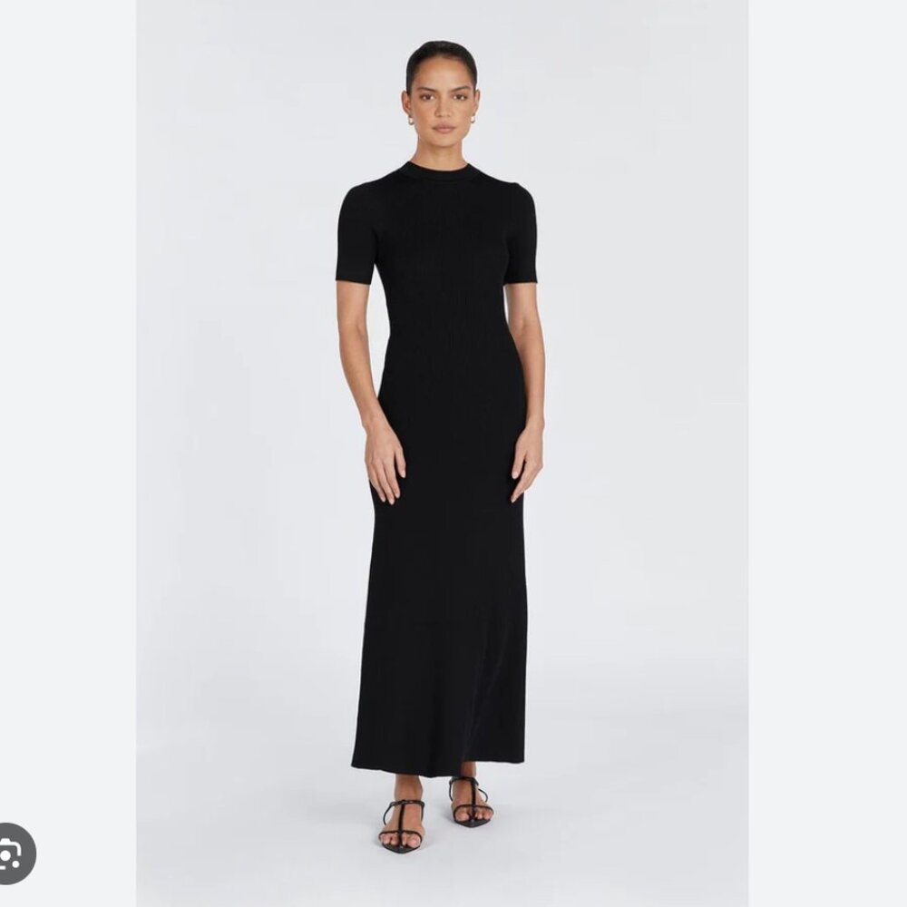 DISSH Donna Short Sleeve Midi Dress (Black, Size M)